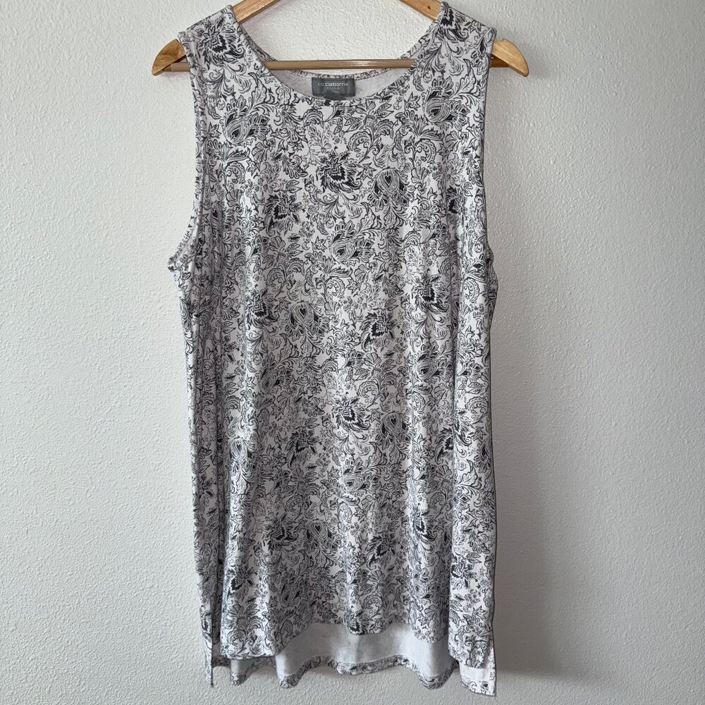 Liz Claiborne Gray Paisley Sleeveless Tunic‎ Tank Top Size 0X